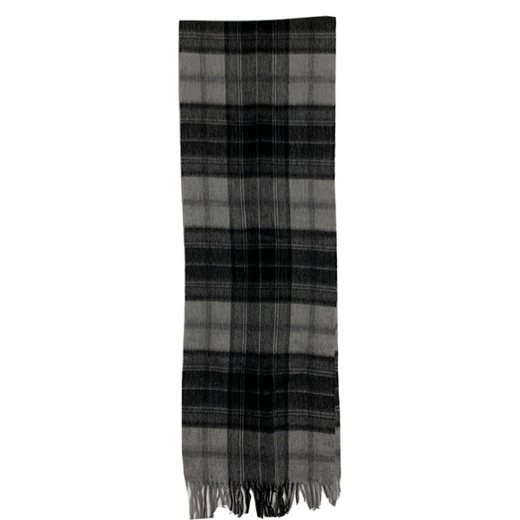 Nordstrom Scarf Gray Plaid Winter 100% Wool Classic Outdoor - Picture 2 of 7